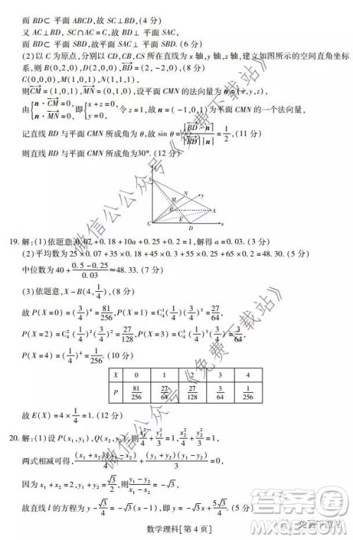 深圳2020届高三年级第二次教学质量检测理科数学试题及答案 深圳2020届高三年级第二次教学质量检测理科数学试题及答案