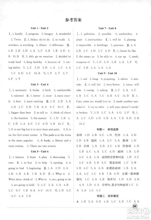 合肥工业大学出版社2020宏龙寒假学期总复习赢在假期八年级英语人教版答案 合肥工业大学出版社2020宏龙寒假学期总复习赢在假期八年级英语人教版答案