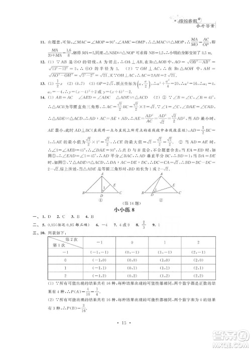 江苏凤凰科学技术出版社2020快乐假期寒假小小练九年级语文数学英语物理化学合订本答案