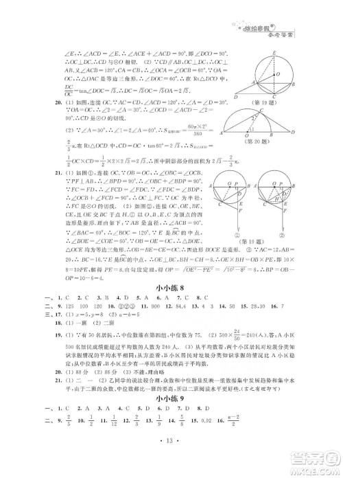 江苏凤凰科学技术出版社2020寒假小小练九年级语文数学英语物理化学合订本答案