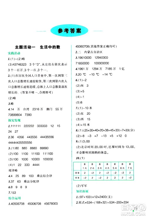 辽宁师范大学出版社2020年寒假乐园四年级数学最新版参考答案 辽宁师范大学出版社2020年寒假乐园四年级数学最新版参考答案