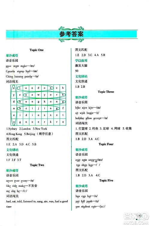 辽宁师范大学出版社2020年1年级起点寒假乐园六年级英语最新版参考答案