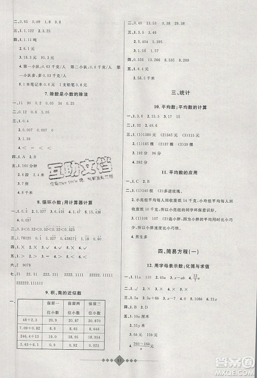 安徽人民出版社2020年赢在寒假5年级数学参考答案