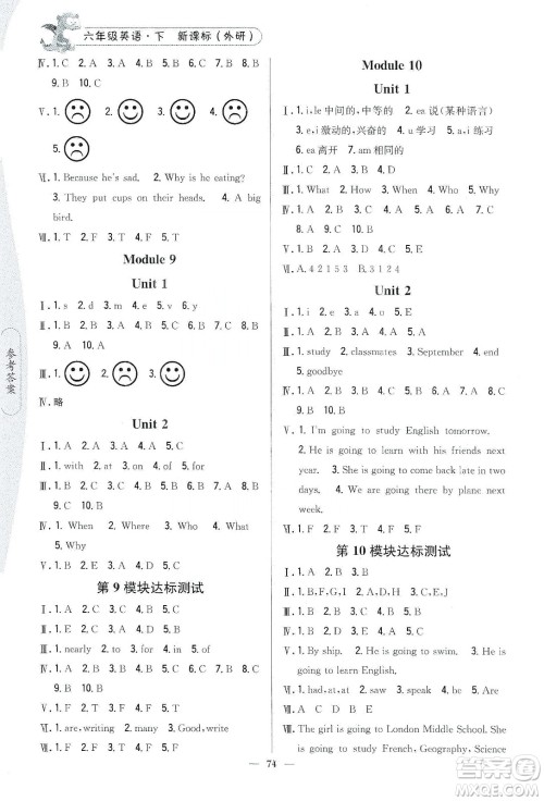 吉林人民出版社2020课时作业本六年级英语下册新课标外研版答案