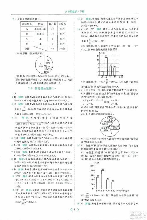 云南美术出版社2020亮点给力提优课时作业本八年级下册数学新课标江苏版答案