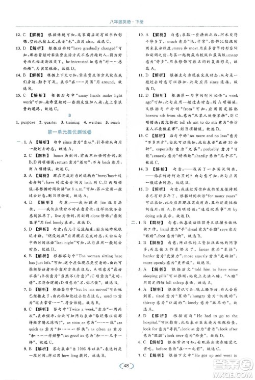 云南美术出版社2020亮点给力提优课时作业本八年级英语下册新课标译林版答案