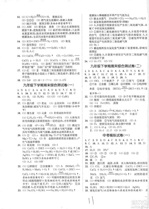 江苏人民出版社2020南通小题课时作业本九年级化学下册沪教版答案