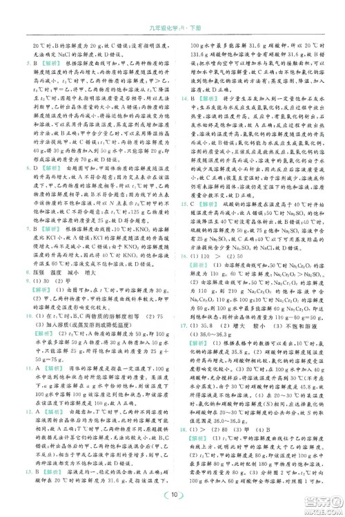 云南美术出版社2020亮点给力提优课时作业本九年级化学下册人教版答案 云南美术出版社2020亮点给力提优课时作业本九年级化学下册人教版答案