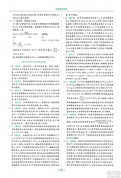 云南美术出版社2020亮点给力提优课时作业本九年级化学下册人教版答案 云南美术出版社2020亮点给力提优课时作业本九年级化学下册人教版答案