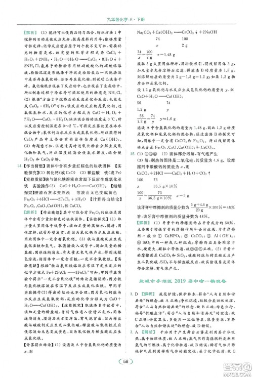 云南美术出版社2020亮点给力提优课时作业本九年级化学下册人教版答案 云南美术出版社2020亮点给力提优课时作业本九年级化学下册人教版答案