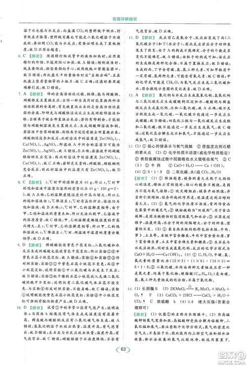 云南美术出版社2020亮点给力提优课时作业本九年级化学下册人教版答案 云南美术出版社2020亮点给力提优课时作业本九年级化学下册人教版答案