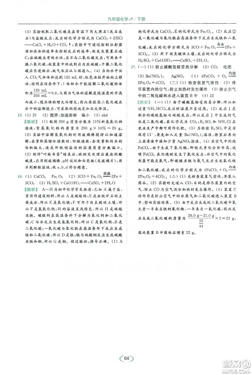 云南美术出版社2020亮点给力提优课时作业本九年级化学下册人教版答案 云南美术出版社2020亮点给力提优课时作业本九年级化学下册人教版答案
