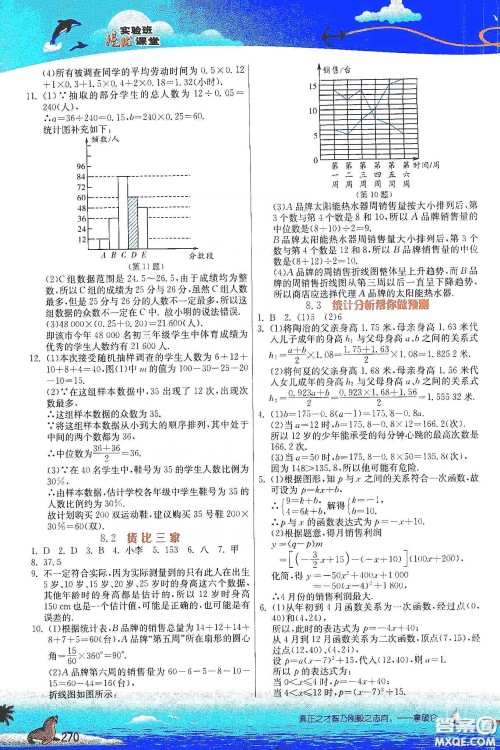 江苏人民出版社2020实验班提优课堂九年级数学下册江苏科教版答案