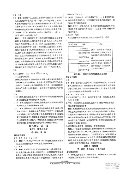 汇文图书2020卓越课堂九年级化学下册人教版答案