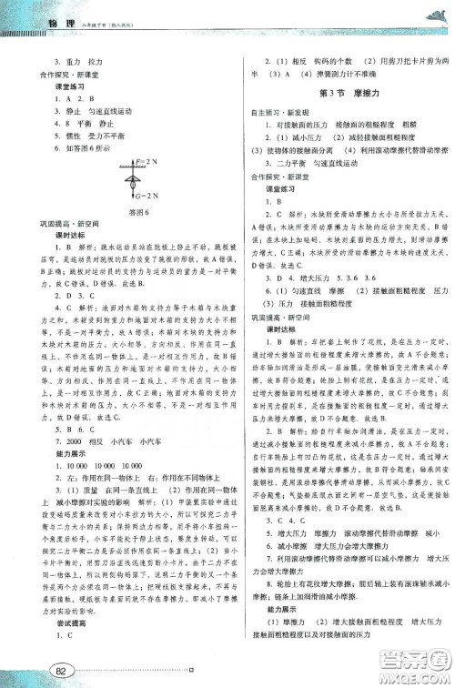 2020春南方新课堂金牌学案八年级物理下册人教版答案