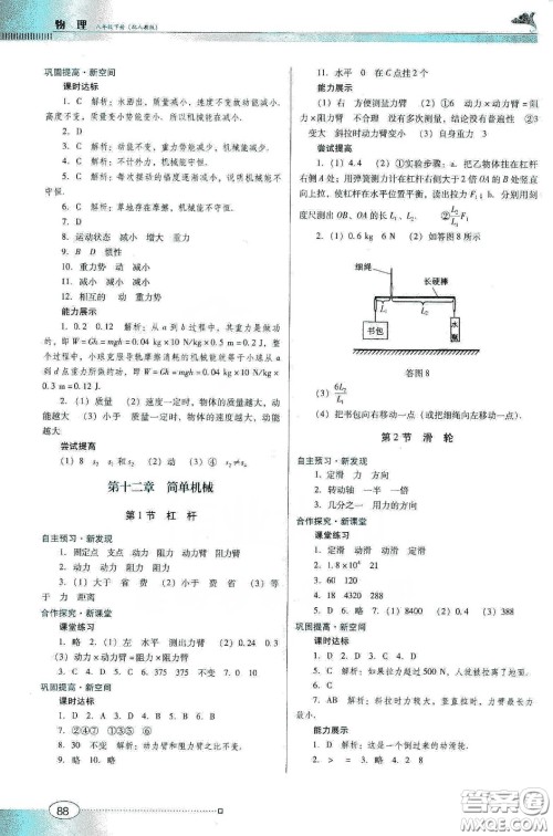 2020春南方新课堂金牌学案八年级物理下册人教版答案