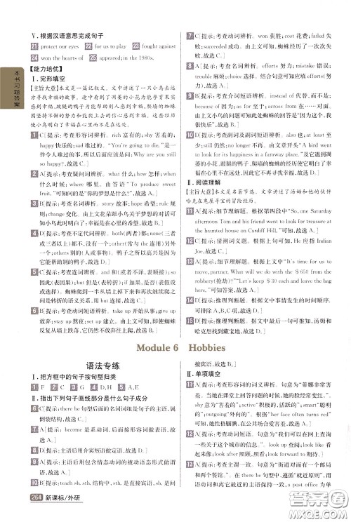 吉林人民出版社2020年尖子生学案八年级下册英语新课标外研版彩绘版参考答案