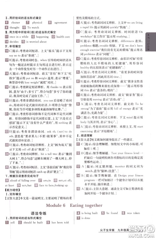 吉林人民出版社2020年尖子生学案九年级下册英语新课标外研版彩绘版参考答案 吉林人民出版社2020年尖子生学案九年级下册英语新课标外研版彩绘版参考答案