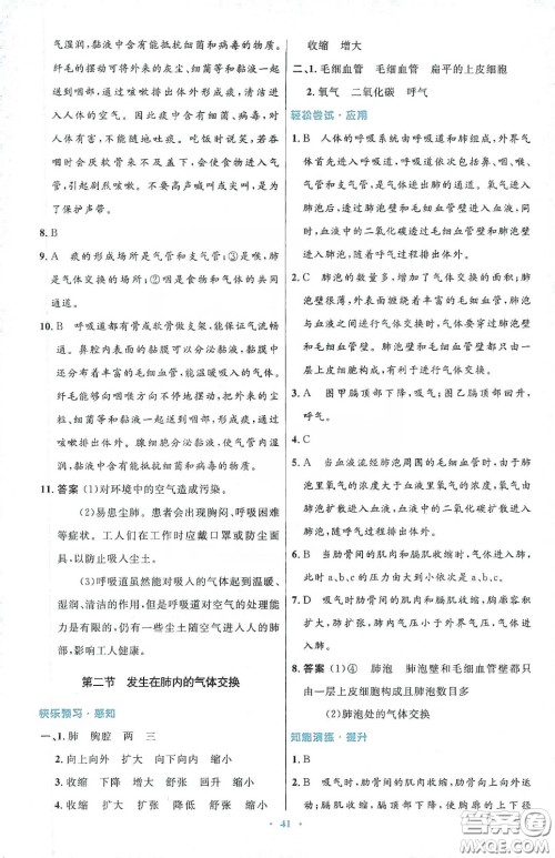 人民教育出版社2020初中同步测控优化设计七年级生物学下册人教版答案 人民教育出版社2020初中同步测控优化设计七年级生物学下册人教版答案