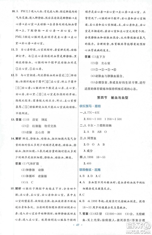 人民教育出版社2020初中同步测控优化设计七年级生物学下册人教版答案 人民教育出版社2020初中同步测控优化设计七年级生物学下册人教版答案