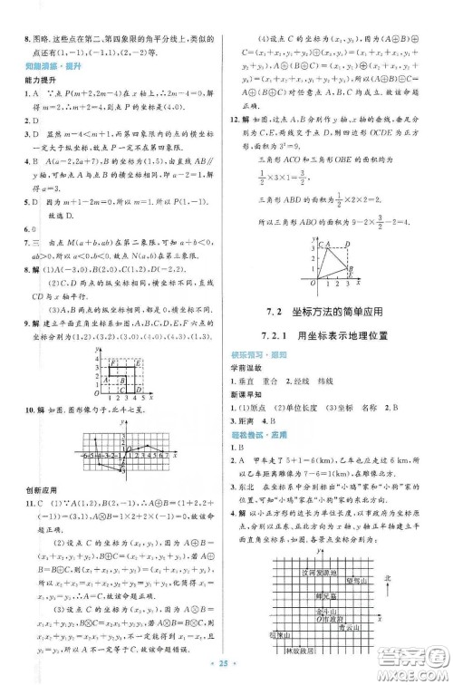 人民教育出版社2020初中同步测控优化设计七年级数学下册人教版答案