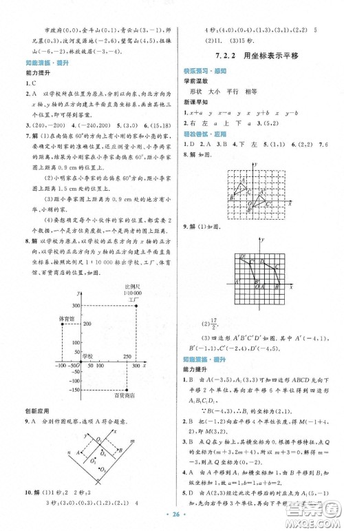 人民教育出版社2020初中同步测控优化设计七年级数学下册人教版答案