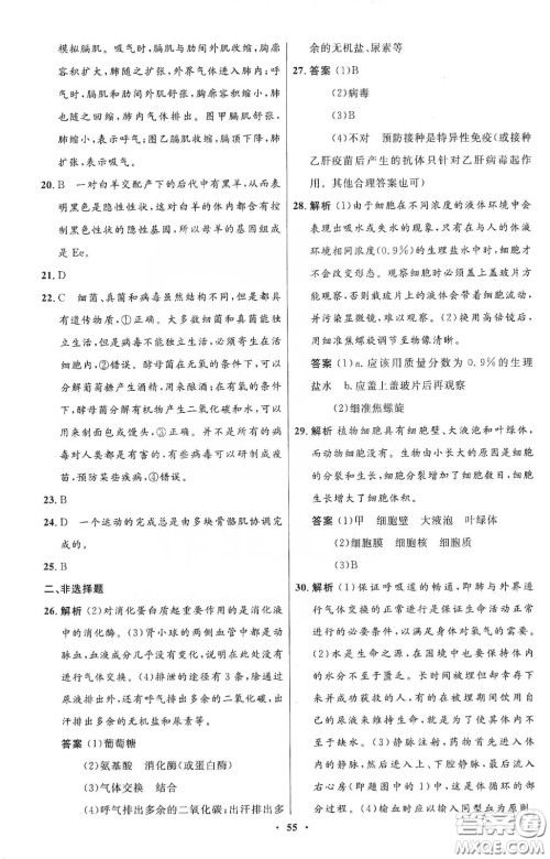 北京师范大学出版社2020初中同步测控优化设计八年级生物下册北师大版答案 北京师范大学出版社2020初中同步测控优化设计八年级生物下册北师大版答案
