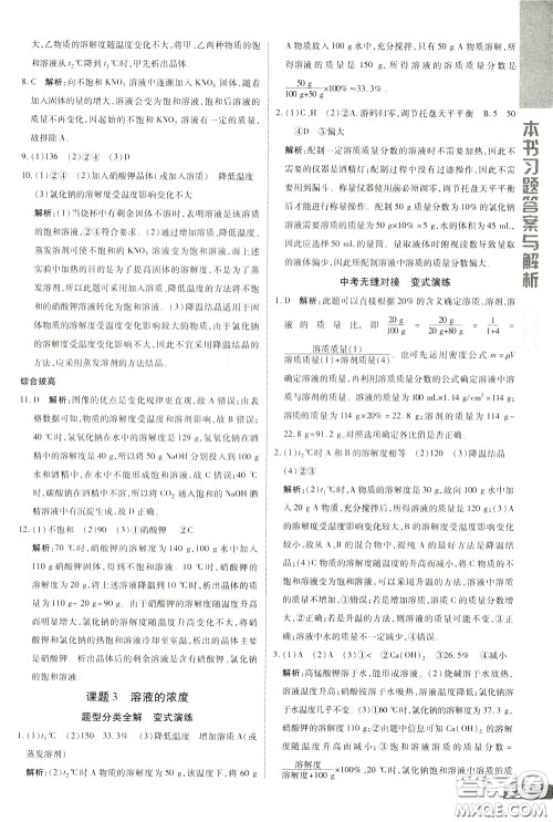 2020年万向思维倍速学习法九年级化学下人教版参考答案