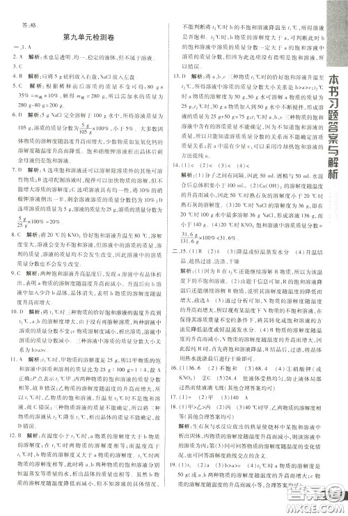 2020年万向思维倍速学习法九年级化学下人教版参考答案