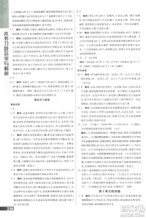 2020年万向思维倍速学习法九年级化学下人教版参考答案