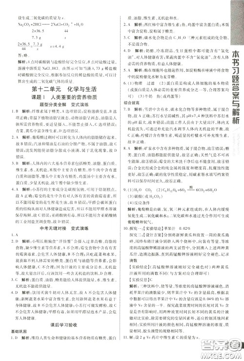 2020年万向思维倍速学习法九年级化学下人教版参考答案 2020年万向思维倍速学习法九年级化学下人教版参考答案