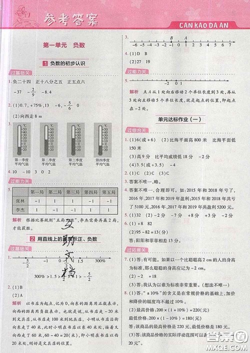 天星教育2020年一遍过小学数学六年级下册人教版答案