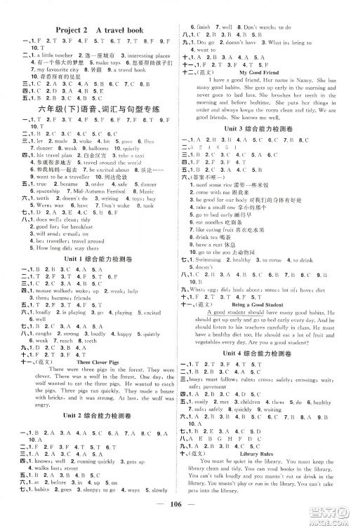 宇轩图书2020春阳光同学课时优化作业六年级英语下册译林版江苏适用答案 宇轩图书2020春阳光同学课时优化作业六年级英语下册译林版江苏适用答案