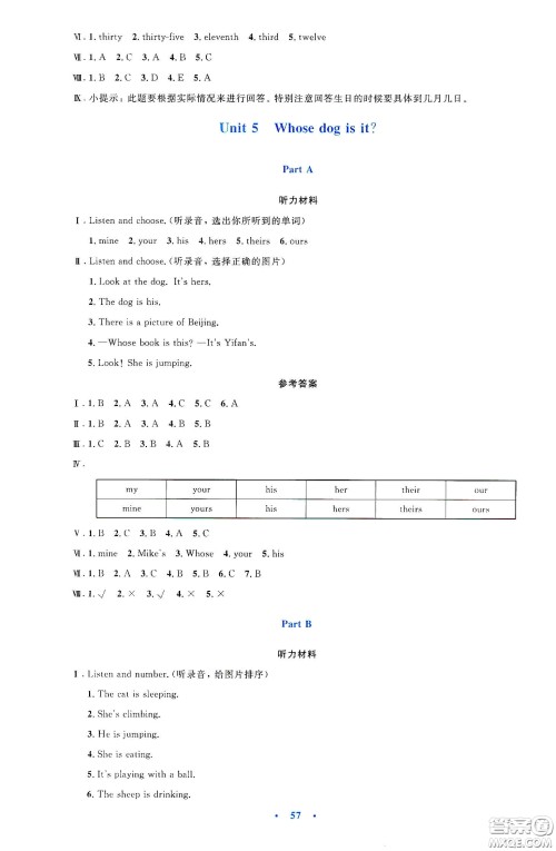 人民教育出版社2020小学同步测控优化设计五年级英语下册PEP版答案