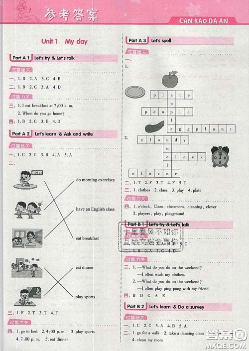 天星教育2020年一遍过小学英语五年级下册人教版答案 天星教育2020年一遍过小学英语五年级下册人教版答案