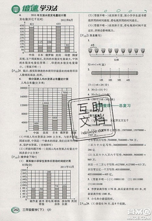 万向思维2020年倍速学习法教材导学练三年级数学下五四制青岛版参考答案