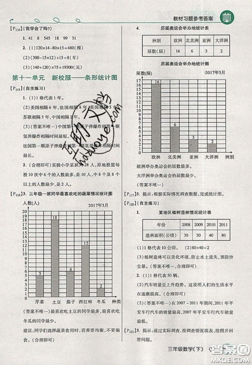 万向思维2020年倍速学习法教材导学练三年级数学下五四制青岛版参考答案