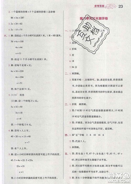 天星教育2020年一遍过小学数学四年级下册北师版答案