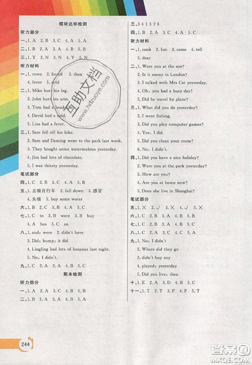 万向思维2020年倍速学习法教材导学练四年级英语下外研版参考答案 万向思维2020年倍速学习法教材导学练四年级英语下外研版参考答案