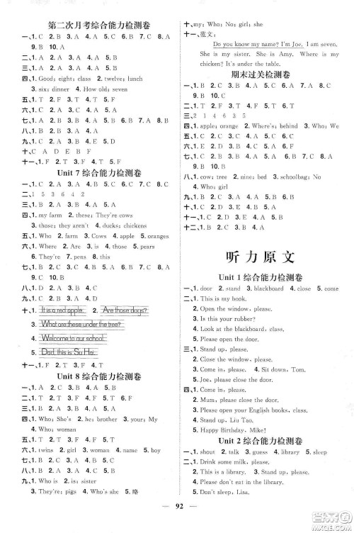 宇轩图书2020春阳光同学课时优化作业三年级英语下册译林版江苏适用答案 宇轩图书2020春阳光同学课时优化作业三年级英语下册译林版江苏适用答案