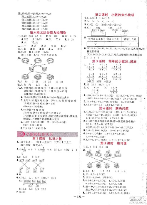 宇轩图书2020春阳光同学课时优化作业三年级数学下册人教版天津适用答案 宇轩图书2020春阳光同学课时优化作业三年级数学下册人教版天津适用答案