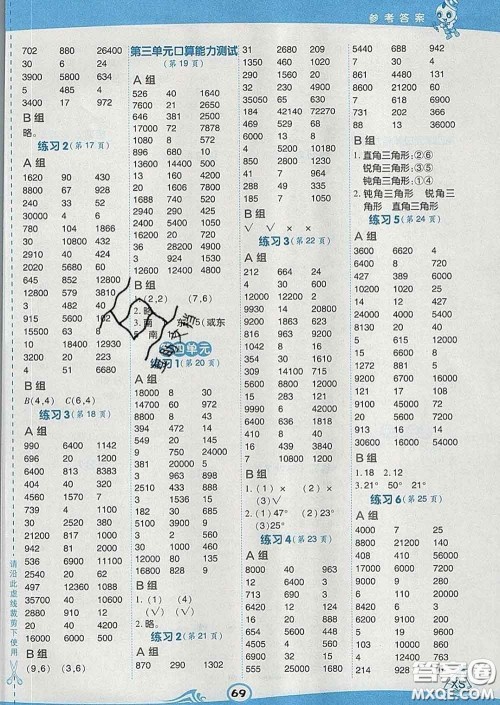 安徽教育出版社2020年星级口算天天练四年级数学下册西师版答案 安徽教育出版社2020年星级口算天天练四年级数学下册西师版答案