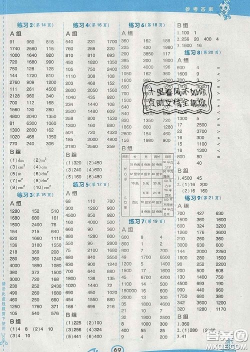 安徽教育出版社2020年星级口算天天练三年级数学下册西师版答案