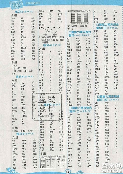 安徽教育出版社2020年星级口算天天练三年级数学下册西师版答案