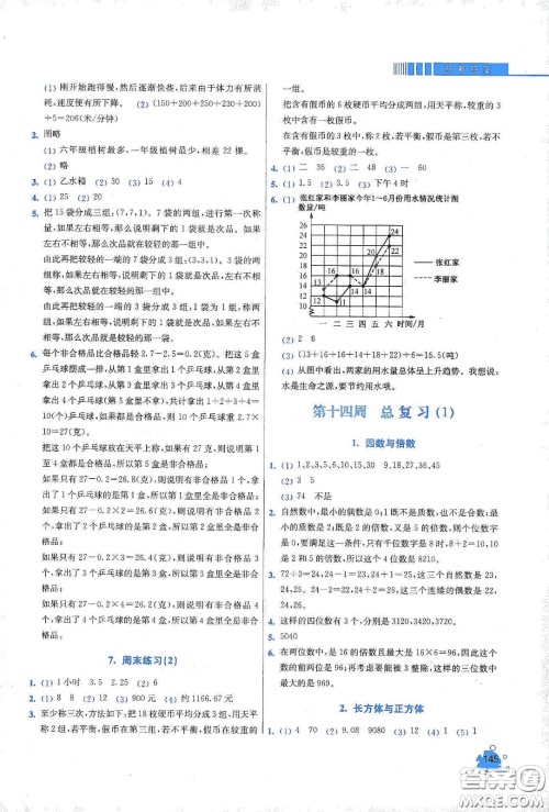 河北大学出版社2020津桥教育小学同步奥数天天练五年级下册人教版答案