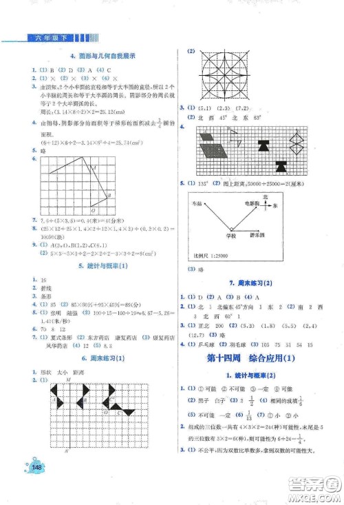 河北大学出版社2020津桥教育小学同步奥数天天练六年级下册人教版答案