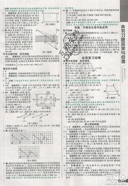 万向思维2020年倍速学习法七年级数学下冀教版参考答案