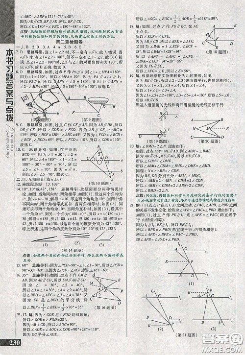 万向思维2020年倍速学习法七年级数学下北师大版参考答案
