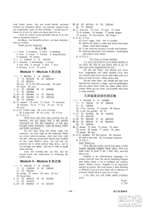百年学典2020年同步导学与优化训练英语九年级下册外研版参考答案