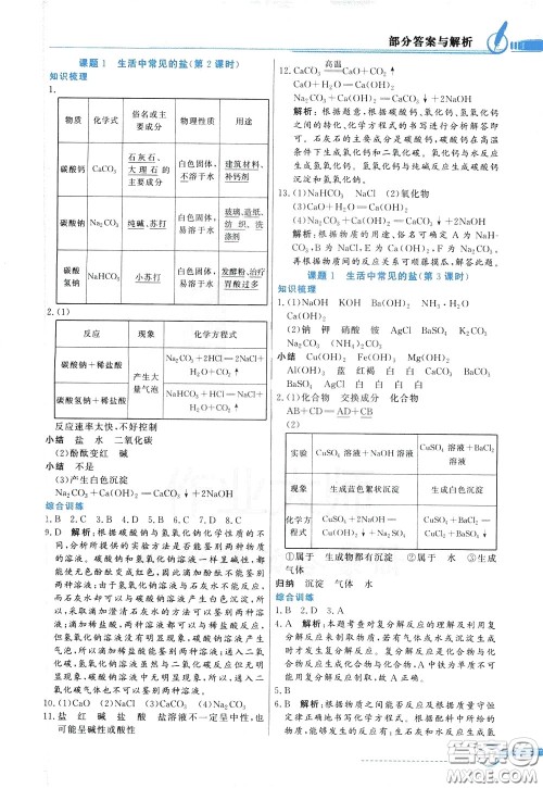 百年学典2020年同步导学与优化训练化学九年级下册人教版参考答案